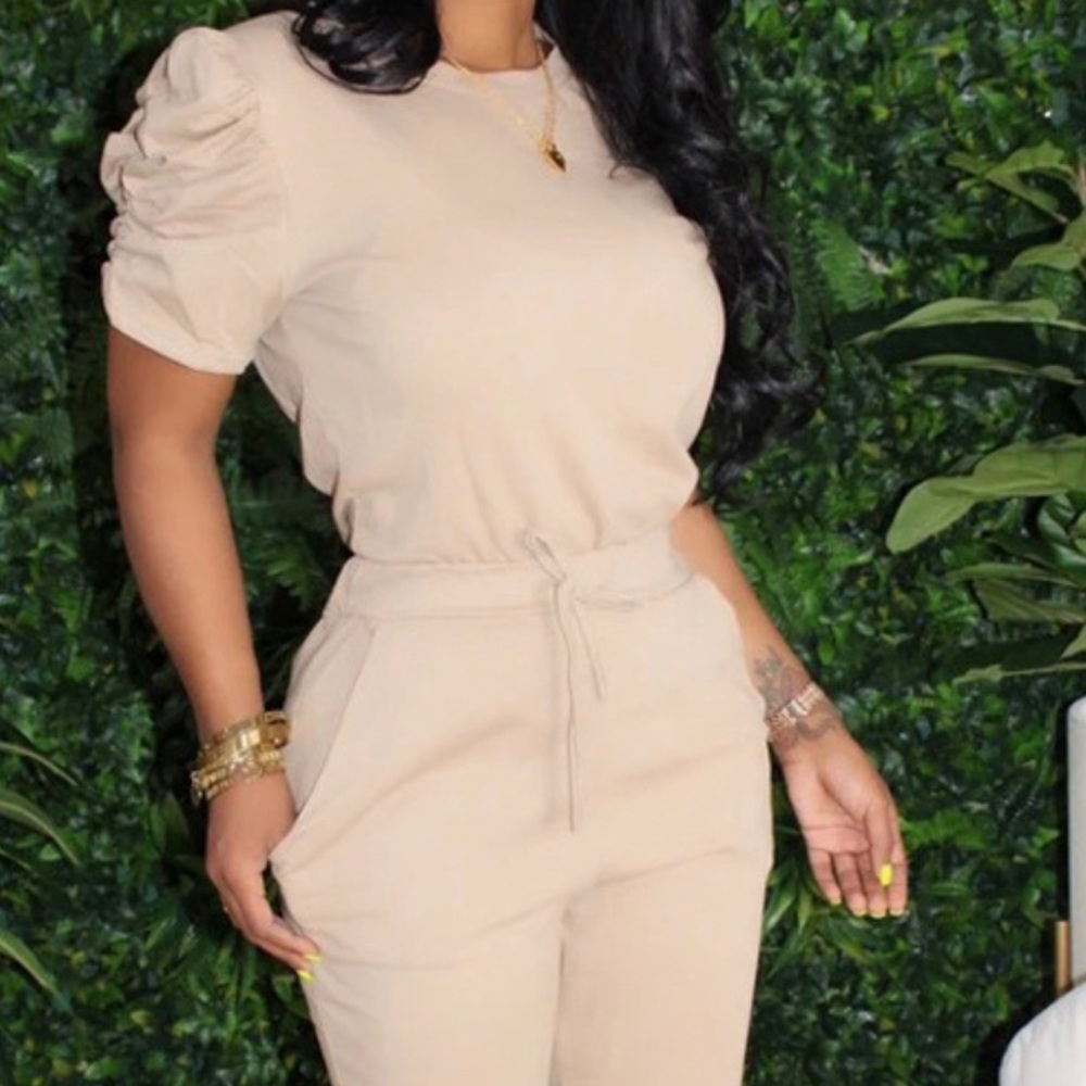 Beige 2 piece Short Set
